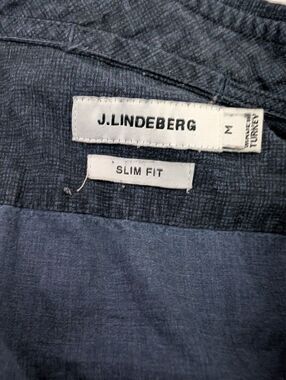 J.Lindeberg Dani CL Mel Pop Print Shirt Mens Size M Slim Fit Blue Long Sleeve